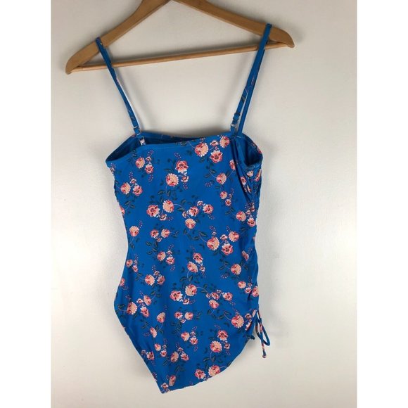 Loft Beach Beach Floral Print One Piece Ruched Swimsuit Wire Bra No Padding L - Picture 3 of 6